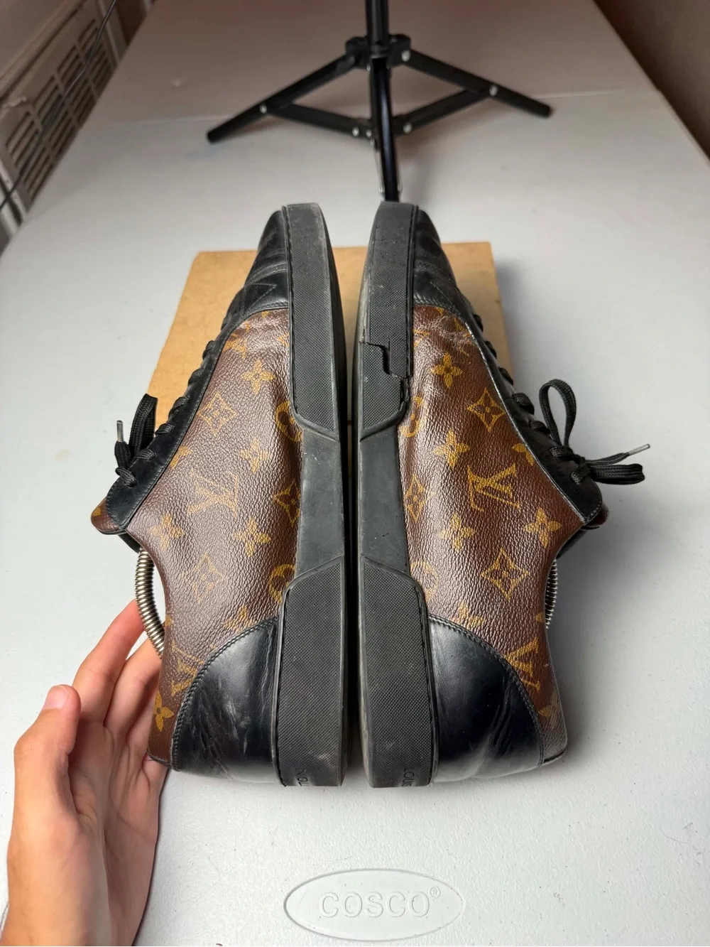 Damage Louis Vuitton Match-Up Sneaker Monogram Brown Sz 10 UK / 11 US CRACKED